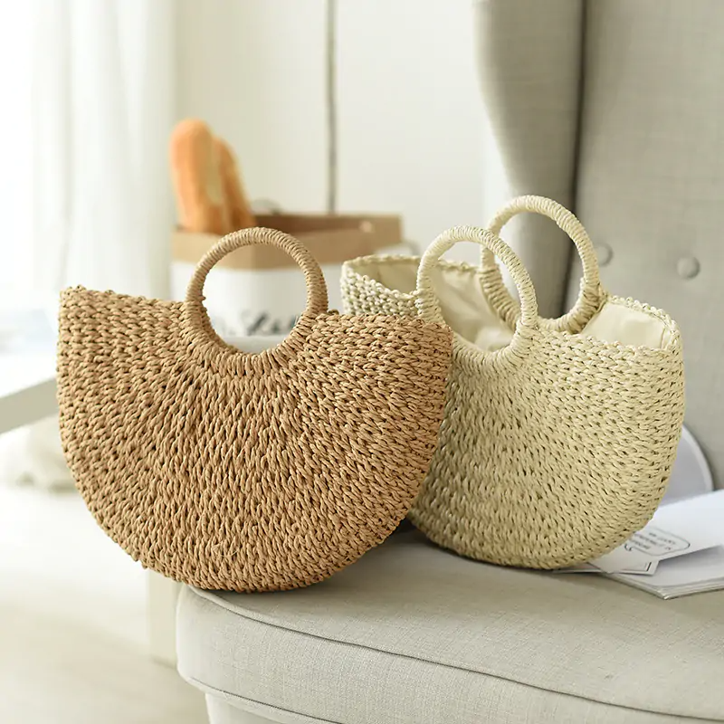 Moonlit Straw Rattan Bag