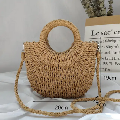 Moonlit Straw Rattan Bag